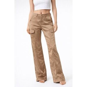 New Satin Gold Pants Contemporary Size 6 EST 1946   Y2K Style Relaxed Rock Night